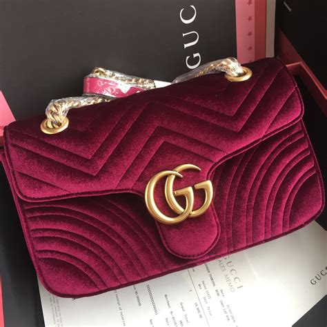 gucci red velvet marmont bag